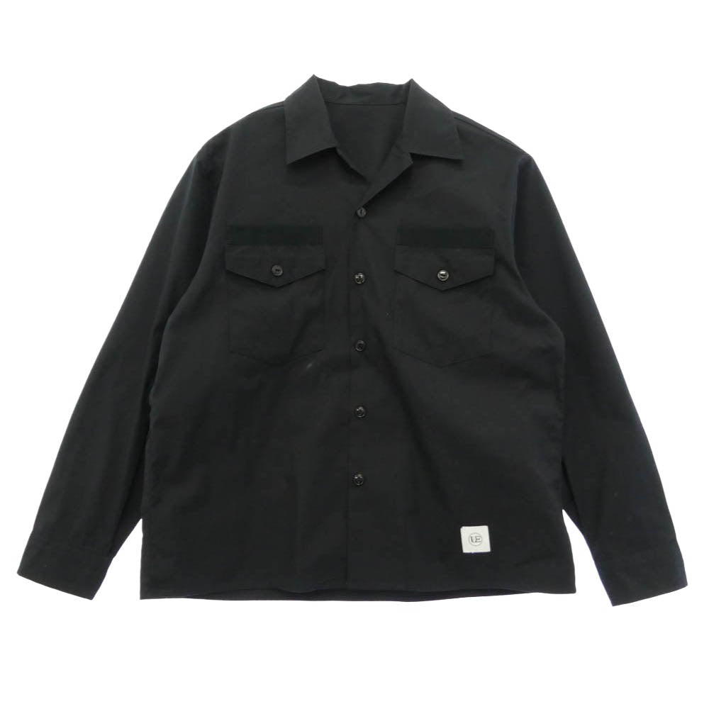 uniform experiment ユニフォームエクスペリメント UE-212014 SLEEVE PANELED DOUBLE POCKET BIG SHIRT ニット切替 ダブルポケット ビッグ 長袖 シャツ ブラック系【中古】