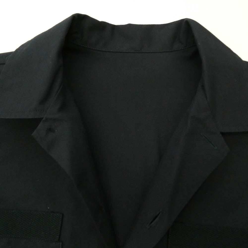 uniform experiment ユニフォームエクスペリメント UE-212014 SLEEVE PANELED DOUBLE POCKET BIG SHIRT ニット切替 ダブルポケット ビッグ 長袖 シャツ ブラック系【中古】