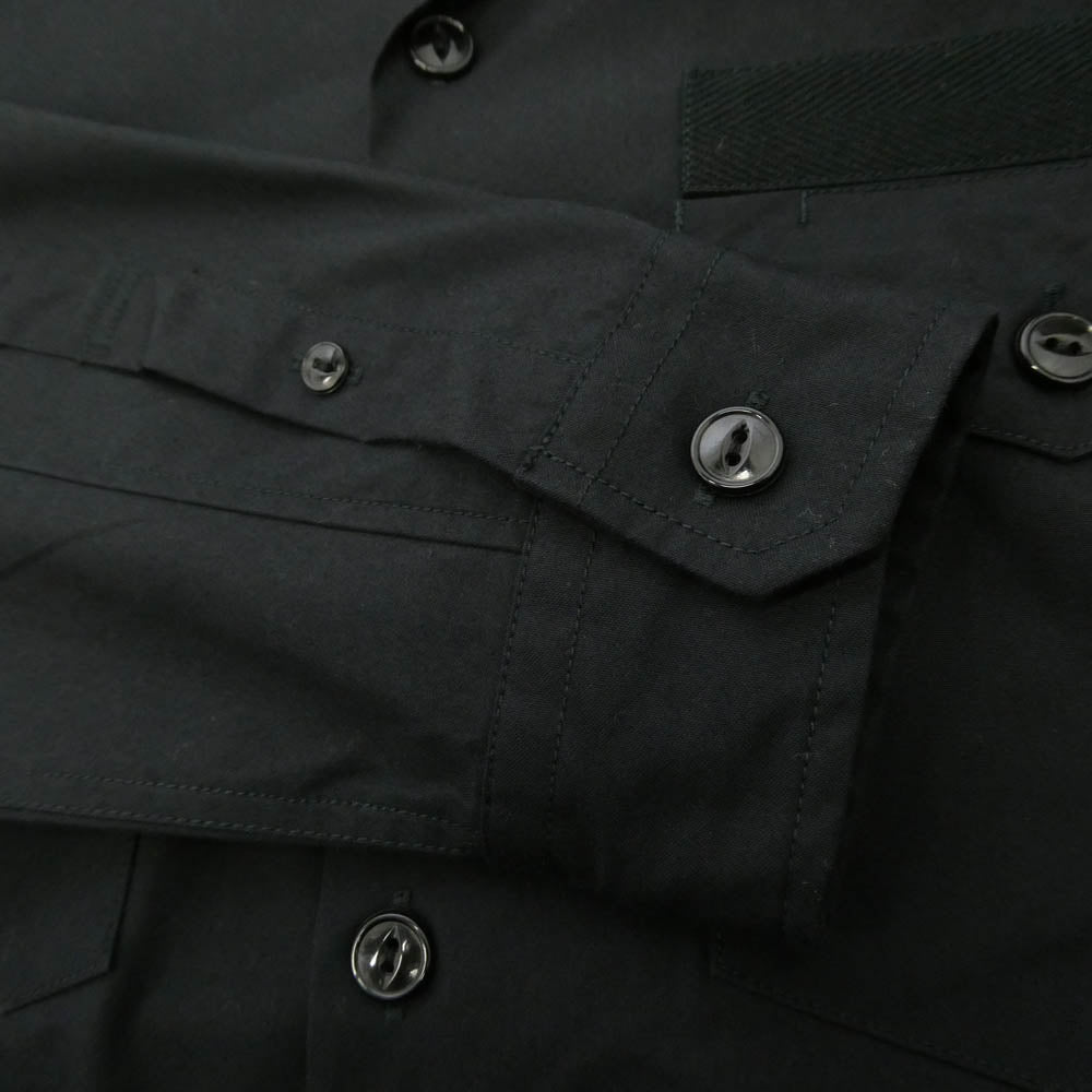 uniform experiment ユニフォームエクスペリメント UE-212014 SLEEVE PANELED DOUBLE POCKET BIG SHIRT ニット切替 ダブルポケット ビッグ 長袖 シャツ ブラック系【中古】