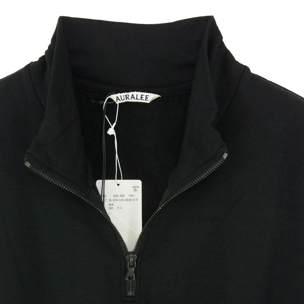 AURALEE オーラリー 25AW A25AP01WU LIGHT WOOL SWEAT HALF ZIP ライトウール ハーフジップ スウェット ブラック系 4【極上美品】【中古】