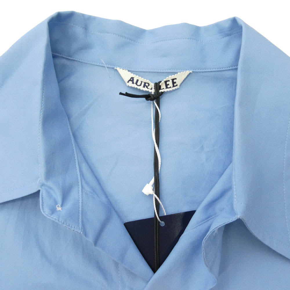 AURALEE オーラリー 25AW A25AS02TN WASHED FINX TWILL BIG SHIRT ウォッシュド フィンクスツイル ビッグ 長袖 シャツ ライトブルー系 3【極上美品】【中古】