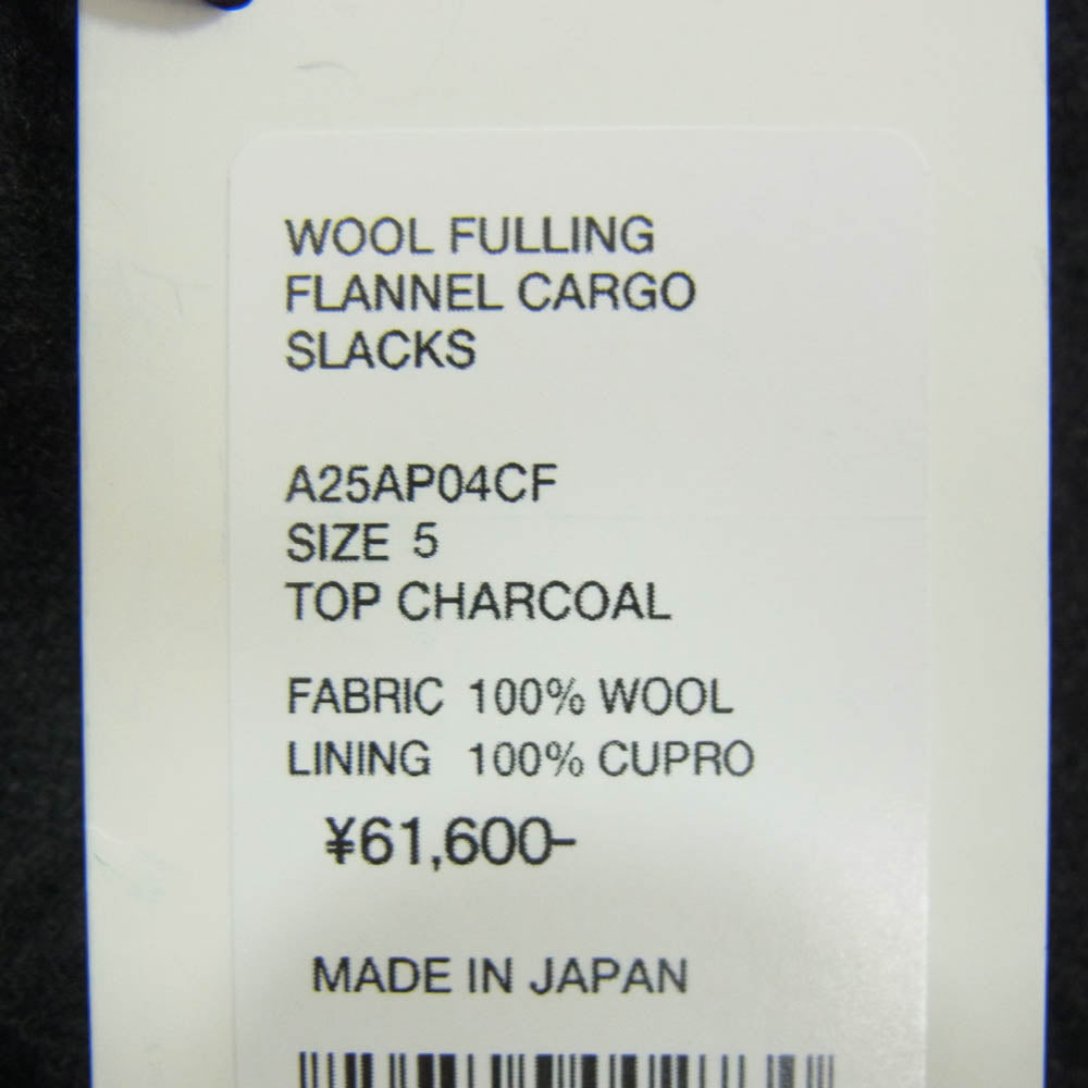 AURALEE オーラリー 25AW A25AP04CF WOOL FULLING FLANNEL CARGO SLACK ウール フランネル カーゴ スラックス パンツ チャコール系 5【極上美品】【中古】