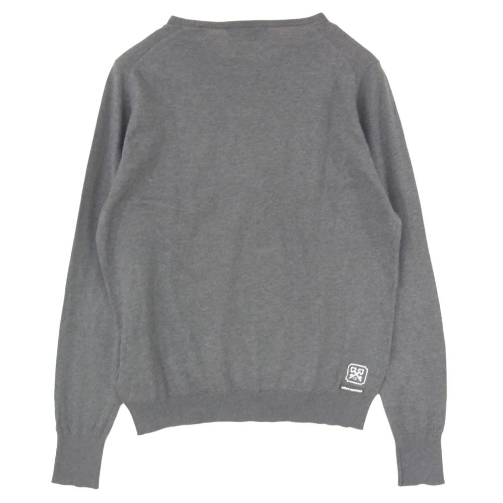 uniform experiment ユニフォームエクスペリメント JOHN SMEDLEY ジョンスメドレー 19AW UE-192080 x JOHN SMEDLEY ジョンスメドレー SEA ISLAND COTTON CREW NECK KNIT ロゴプリント シーアイランドコットン クルーネック ニット グレー系 3【中古】