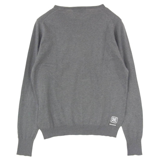 uniform experiment ユニフォームエクスペリメント JOHN SMEDLEY ジョンスメドレー 19AW UE-192080 x JOHN SMEDLEY ジョンスメドレー SEA ISLAND COTTON CREW NECK KNIT ロゴプリント シーアイランドコットン クルーネック ニット グレー系 3【中古】