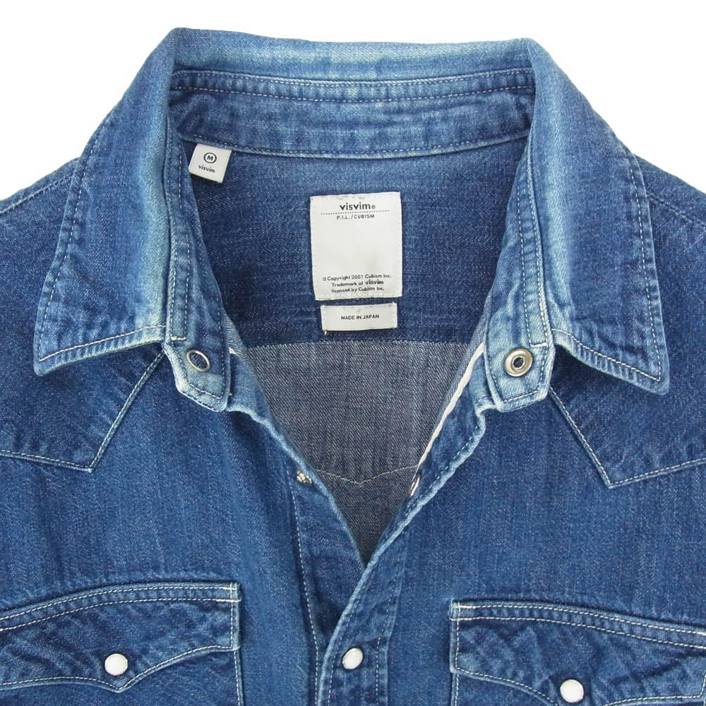 VISVIM ビズビム VS0001637 SOCIAL SCULPTURE SHIRT ソーシャル スカルプチャー デニム ウエスタン 長袖 シャツ インディゴブルー系 M【中古】