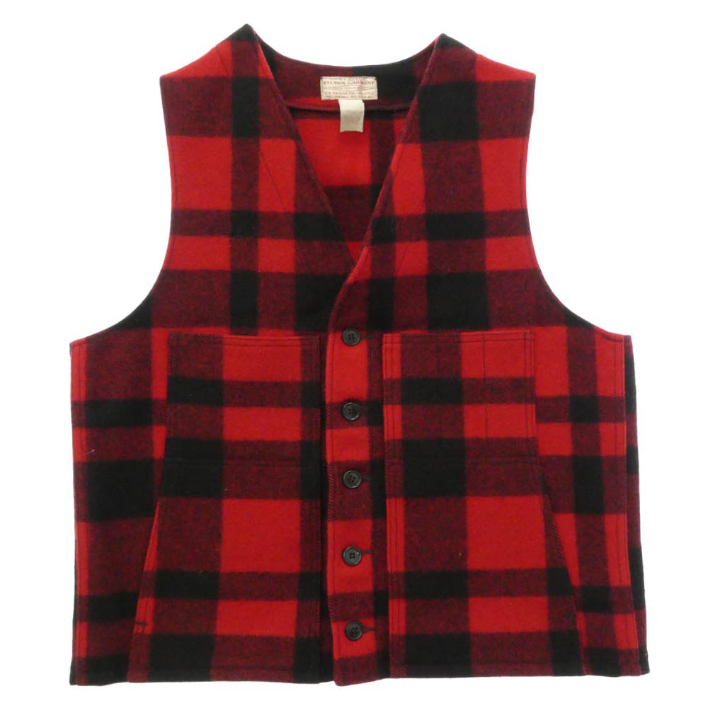 FILSON フィルソン MACKINAW WOOL VEST チェック マッキーノ ウール ベスト ブラック系 レッド系【中古】