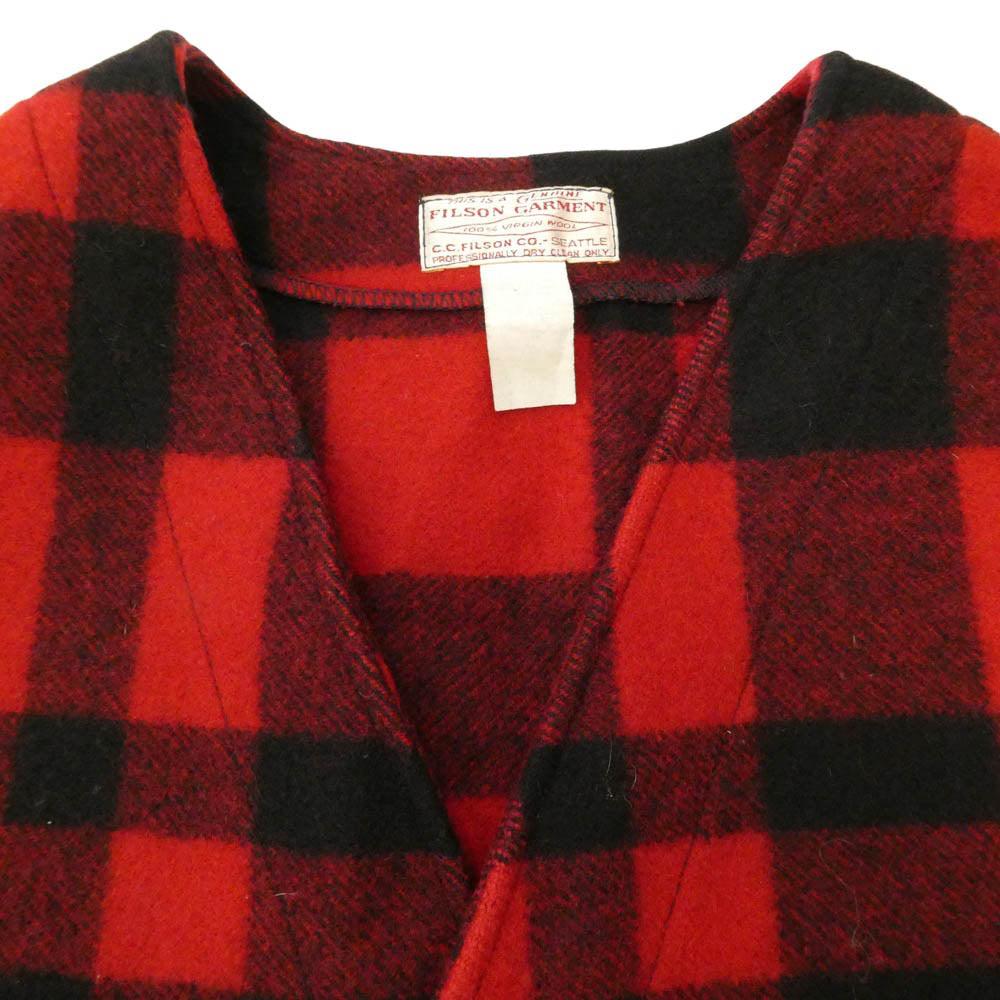 FILSON フィルソン MACKINAW WOOL VEST チェック マッキーノ ウール ベスト ブラック系 レッド系【中古】