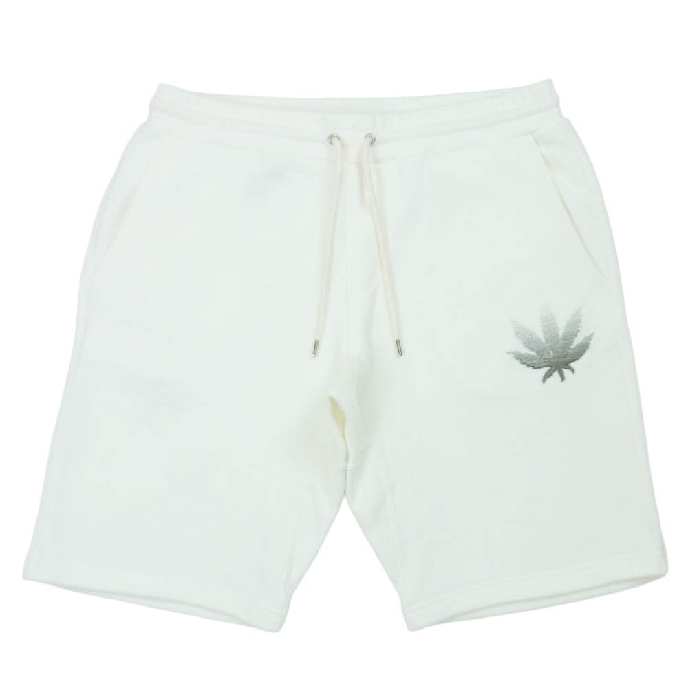 1piu1uguale3 ウノピュウノウグァーレトレ Lucien Pellat-Finet ルシアンペラフィネ MRP630-COT415 LEAF SHORTS リーフ 刺繍 スウェット ショーツ ハーフ パンツ ホワイト系 6【中古】