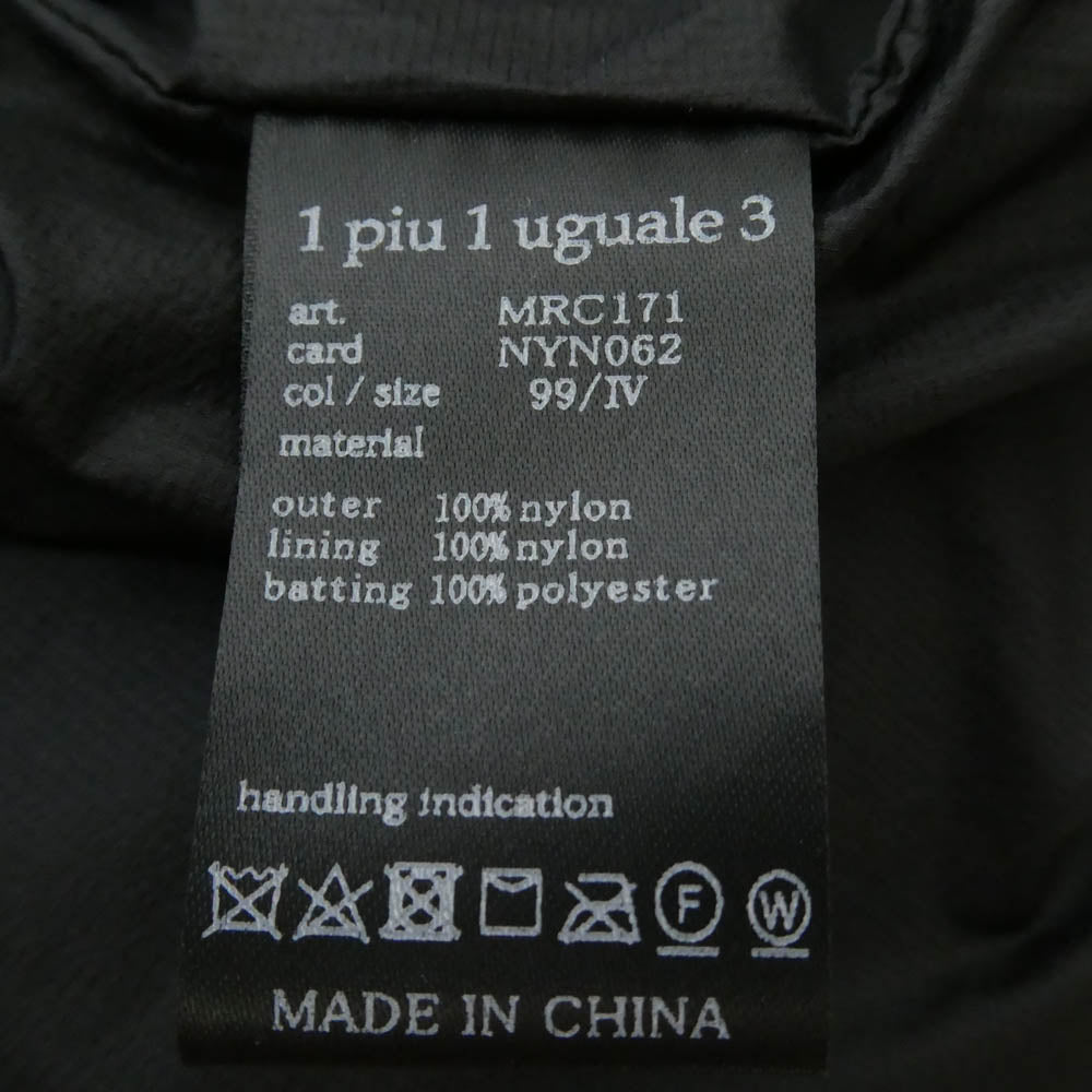 1piu1uguale3 ウノピュウノウグァーレトレ MRC171-NYN062 PADDING WRAP HOODED 中綿パディング フーデッド ラップ コート ブラック系 IV【美品】【中古】