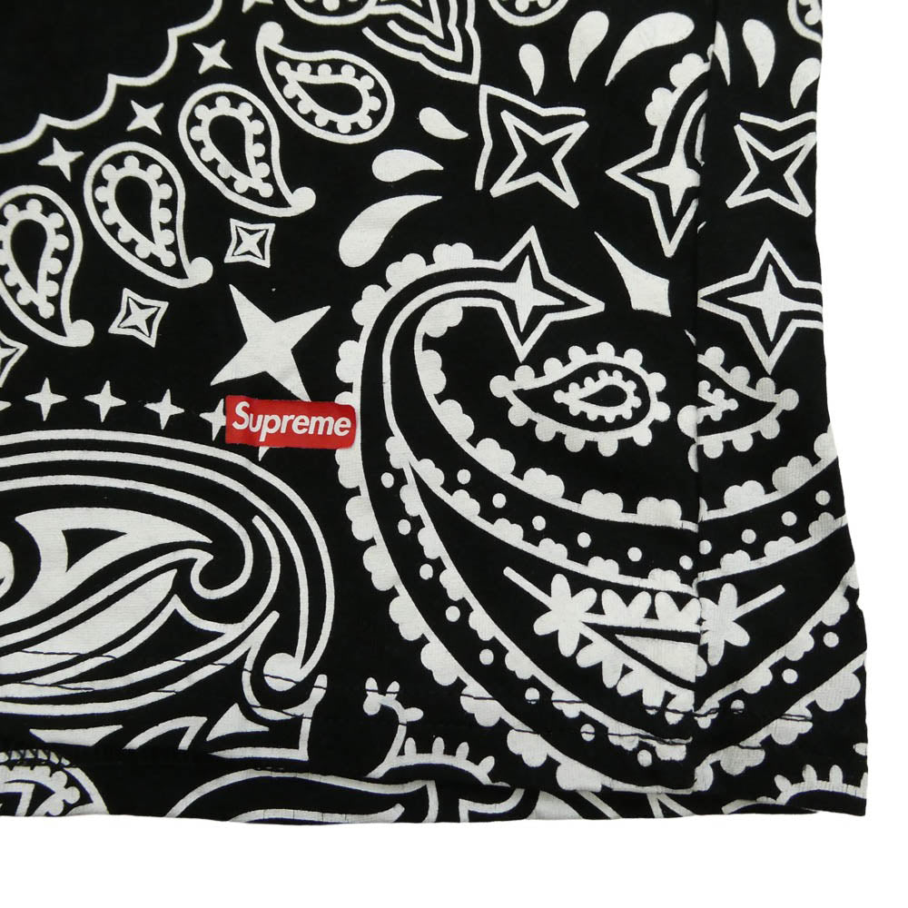 Supreme シュプリーム 22AW × Hanes ヘインズ Bandana Tagless Tees ペイズリー 半袖 Tシャツ ブラック ブラック系 L【中古】