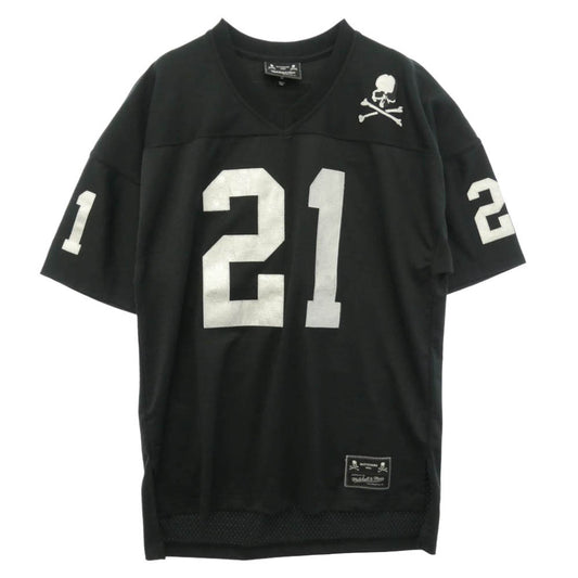 マスターマインド MITCHEL&NESS ミッチェル＆ネス VNECMM20093-MNN × Mitchell & Ness ミッチェルアンドネス スカル フットボール Tシャツ ブラック系 L【中古】