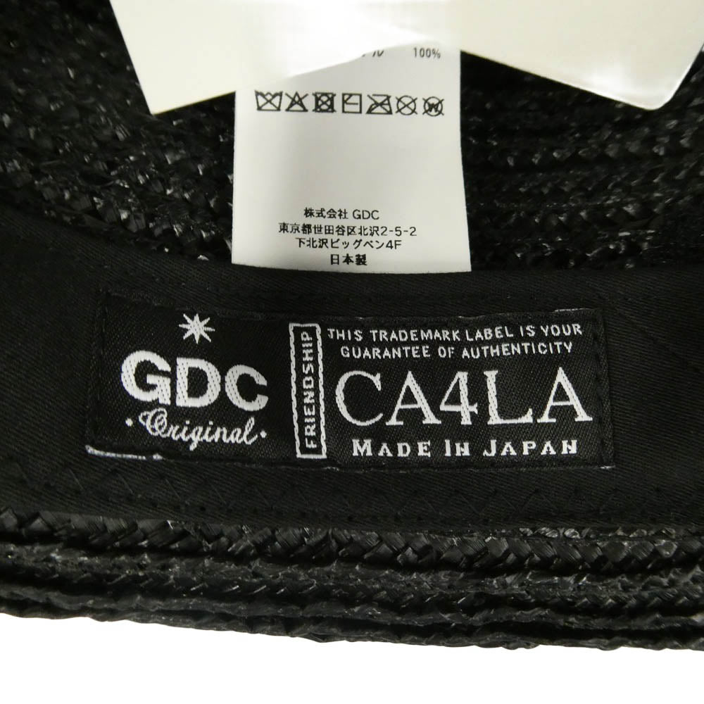 GDC ジーディーシー CA4LA カシラ x CA4LA カシラ Wheat Braid Hat ストローハット 麦わら帽子 ブラック系 ネイビー系 F【極上美品】【中古】