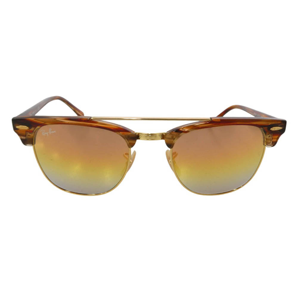 Ray-Ban レイバン RB3816 ダブルブリッジ クラブマスター サングラス アイウェア ブラウン系 ゴールド系 51□21　145【中古】
