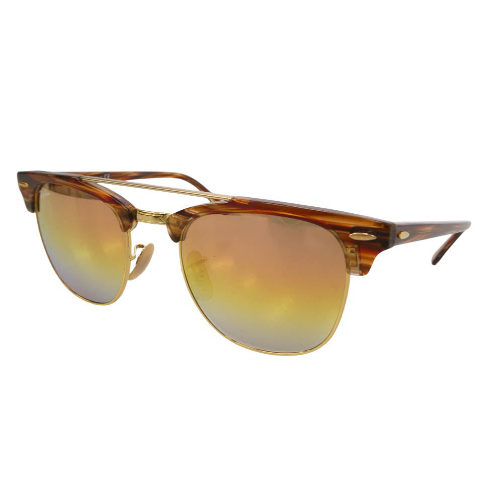 Ray-Ban レイバン RB3816 ダブルブリッジ クラブマスター サングラス アイウェア ブラウン系 ゴールド系 51□21　145【中古】