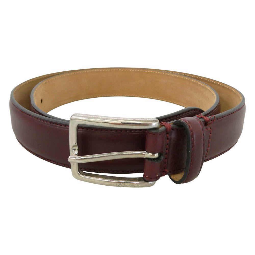 Brooks Brothers ブルックスブラザーズ イタリア製 レザー ベルト ブラウン ワインレッド系 36【中古】
