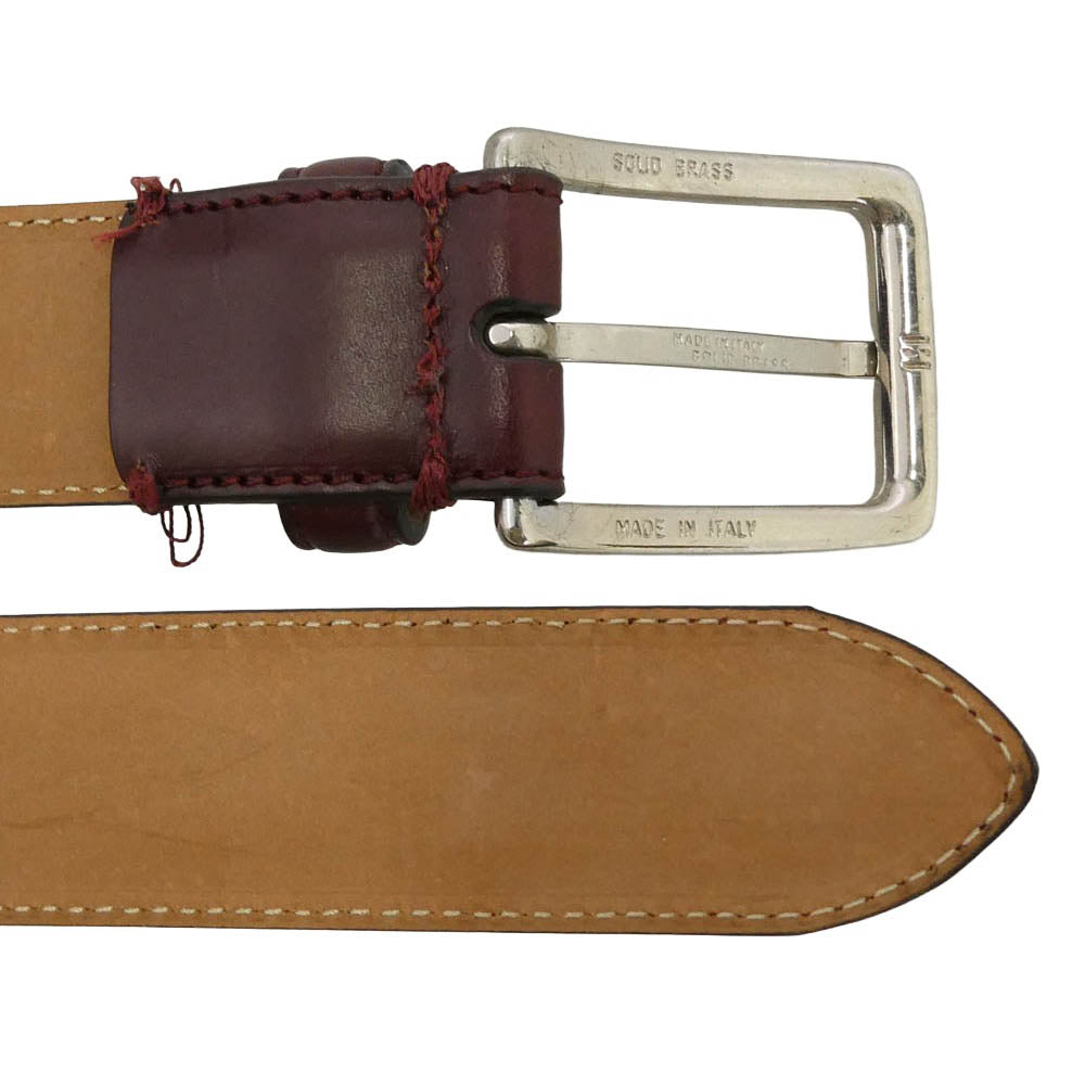 Brooks Brothers ブルックスブラザーズ イタリア製 レザー ベルト ブラウン ワインレッド系 36【中古】