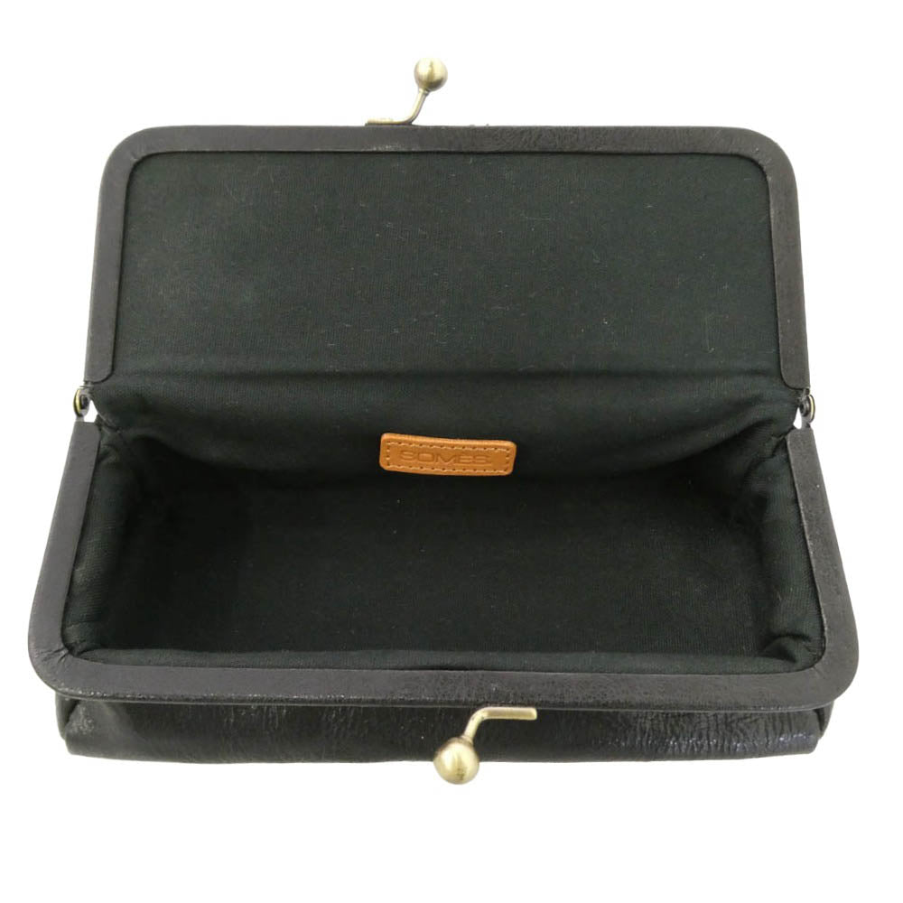 SOMES SADDLE ソメスサドル レザー がま口 小物ケース ブラック系【中古】