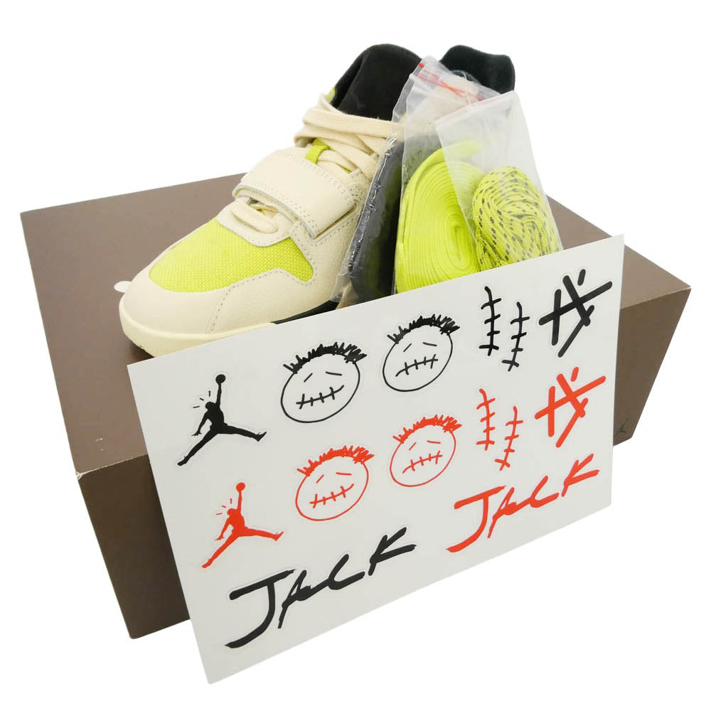 NIKE ナイキ FZ8117-102 【フェイクバスターズ鑑定済】 × Travis Scott トラヴィススコット Jordan Jumpman Jack TR CJ1 T-Rexx Bright Cactus ジョーダン ジャンプマンジャック ローカット スニーカー オフホワイト系 27cm【新古品】【未使用】【中古】