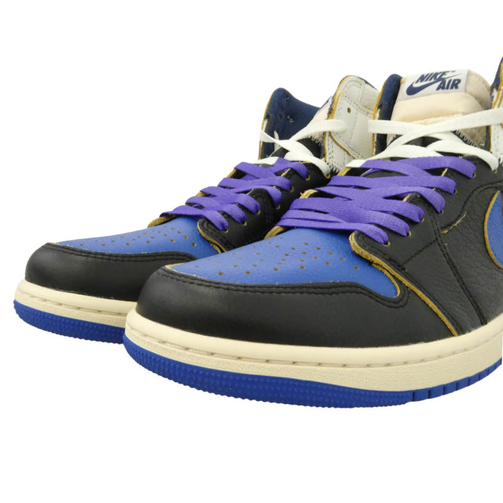 NIKE ナイキ FRAGMENT DESIGN フラグメントデザイン IO7847-001 【フェイクバスターズ鑑定済】 × fragment design フラグメントデザイン × UNION ユニオン Air Jordan 1 High OG AJ1 Sport Royal エアジョーダン1 ハイ OG ハイカット スニーカー ブルー系 27cm【極上美品】【中古】