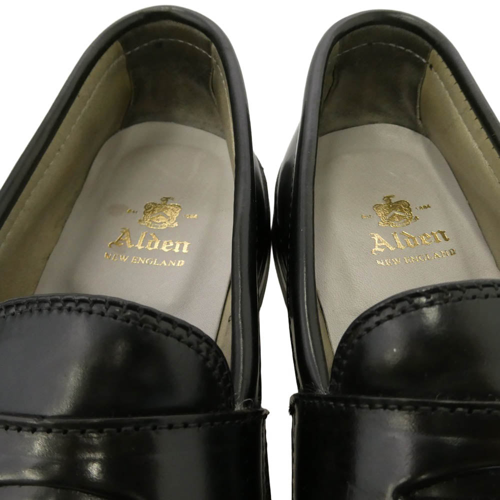 ALDEN オールデン 9636 ユナイテッドアローズ別注 USA製 コードバン ペニー コイン ローファー ブラック系 7.5D【中古】