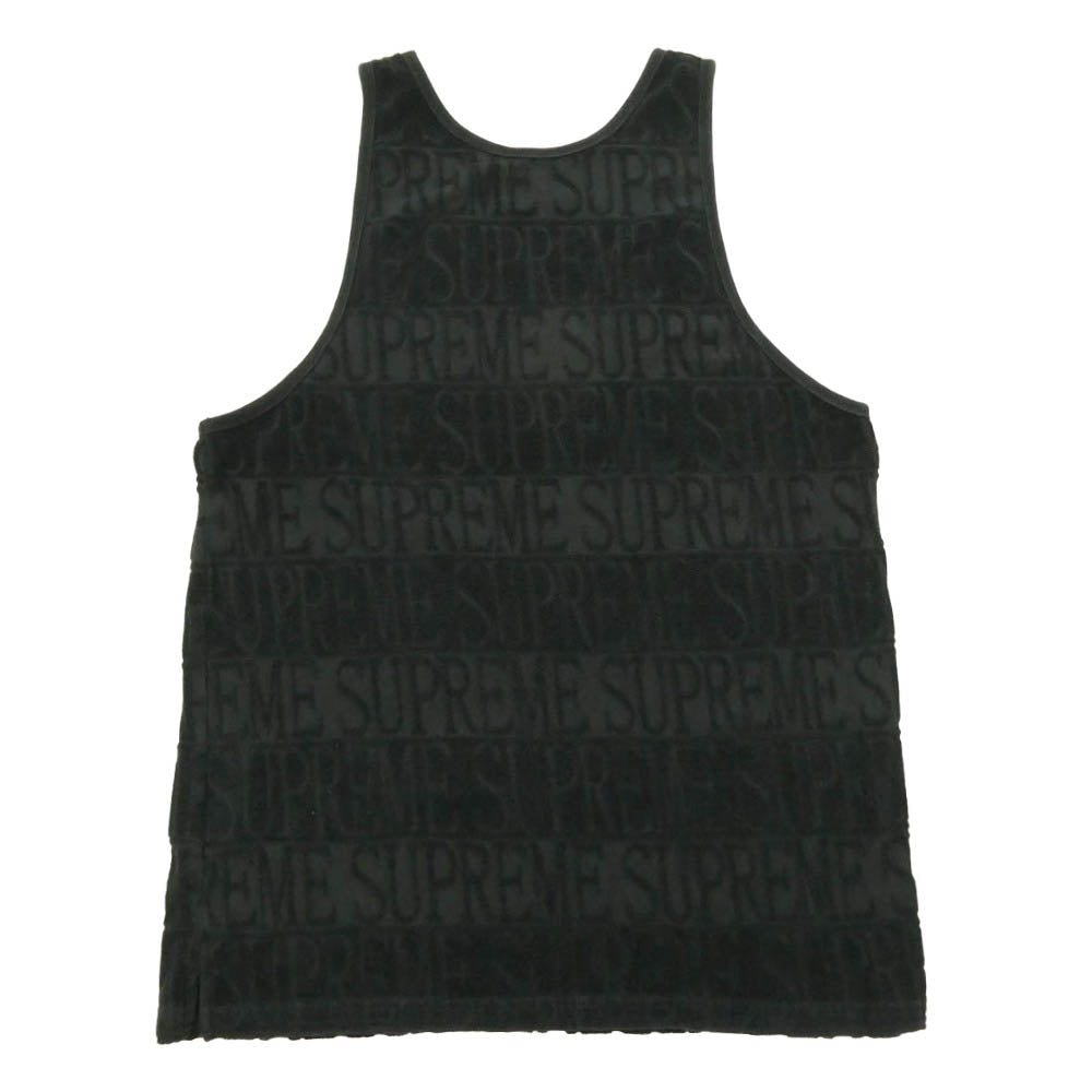 Supreme シュプリーム 17SS ワングラム期 Logo Stripe Terry Tank Top パイル地 ロゴ ストライプ タンクトップ ノースリーブ トップス ブラック系 L【中古】