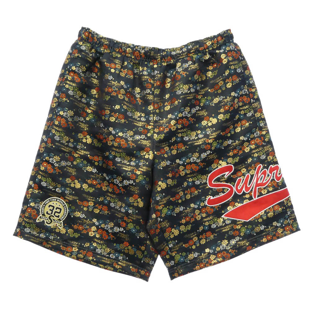 Supreme シュプリーム 26SS FLORAL JACQUARD SHORT フローラル ジャガード ショーツ 花柄 ロゴ刺繍 ハーフパンツ ネイビー系 XL【中古】