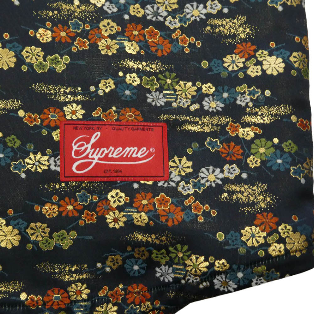 Supreme シュプリーム 26SS Floral Jaquard Baseball Jersey フローラル ジャガード ベースボール ジャージー 花柄 ロゴ刺繍 半袖 シャツ ネイビー系 XL【中古】