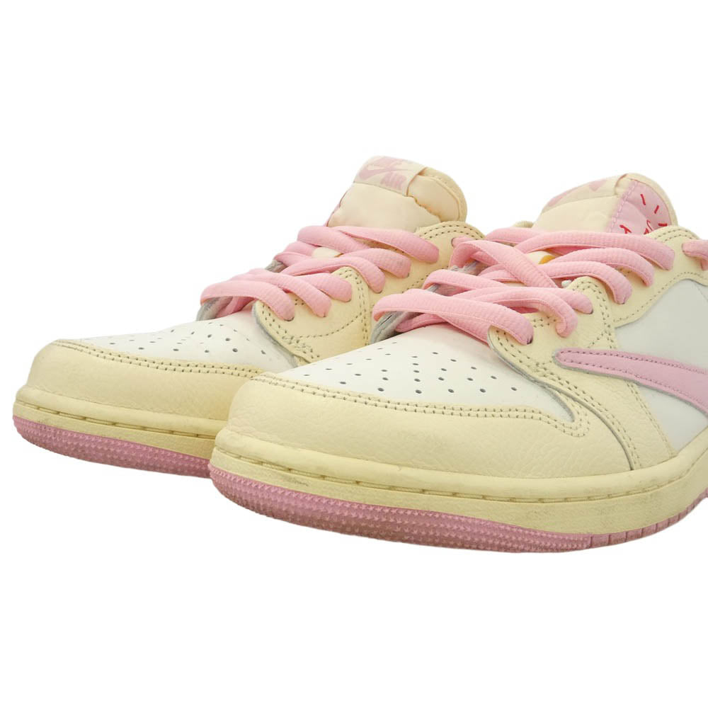 NIKE ナイキ IQ7604-101 × Travis Scott トラヴィススコット 【フェイクバスターズ鑑定済】Air Jordan 1 Retro Low OG Sail Tropical Pink AJ1 エアジョーダン ロー スニーカー マルチカラー系 27cm【中古】
