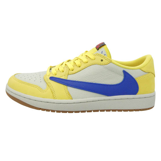NIKE ナイキ DZ4137-700 × Travis Scott トラヴィススコット 【フェイクバスターズ鑑定済】 Women's Air Jordan 1 Retro Low OG Canary AJ1 ウィメンズ エアジョーダン ロー スニーカー イエロー系 ブルー系 27.5cm【新古品】【未使用】【中古】
