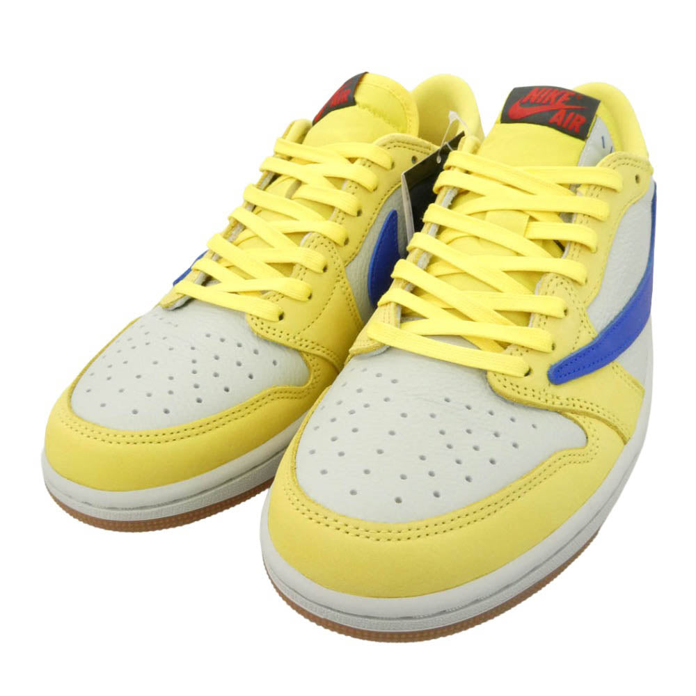 NIKE ナイキ DZ4137-700 × Travis Scott トラヴィススコット 【フェイクバスターズ鑑定済】 Women's Air Jordan 1 Retro Low OG Canary AJ1 ウィメンズ エアジョーダン ロー スニーカー イエロー系 ブルー系 27.5cm【新古品】【未使用】【中古】