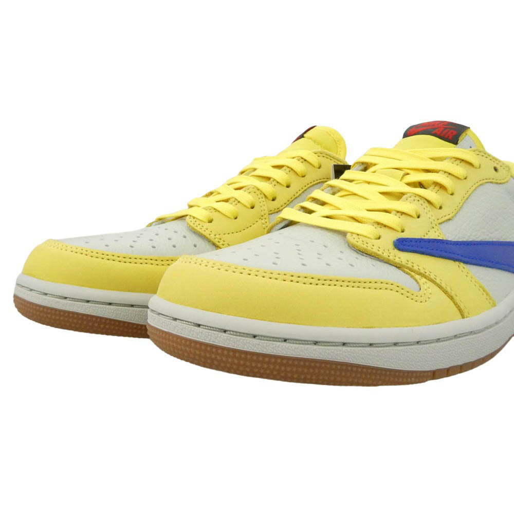 NIKE ナイキ DZ4137-700 × Travis Scott トラヴィススコット 【フェイクバスターズ鑑定済】 Women's Air Jordan 1 Retro Low OG Canary AJ1 ウィメンズ エアジョーダン ロー スニーカー イエロー系 ブルー系 27.5cm【新古品】【未使用】【中古】