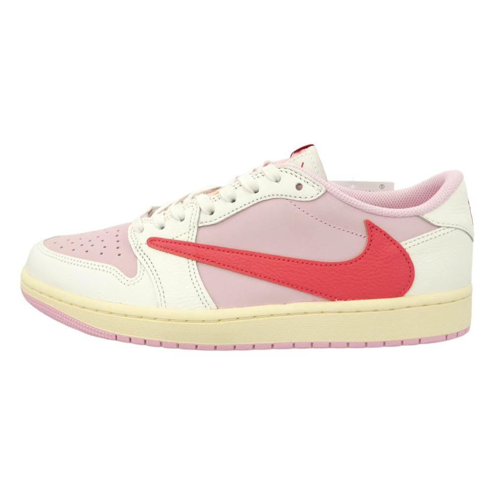 NIKE ナイキ IQ7604-101 × Travis Scott トラヴィススコット 【フェイクバスターズ鑑定済】Air Jordan 1 Retro Low OG Sail Tropical Pink AJ1 エアジョーダン ロー スニーカー ピンク系 ホワイト系 27.5cm【新古品】【未使用】【中古】