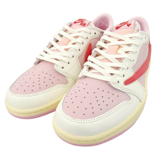 NIKE ナイキ IQ7604-101 × Travis Scott トラヴィススコット 【フェイクバスターズ鑑定済】Air Jordan 1 Retro Low OG Sail Tropical Pink AJ1 エアジョーダン ロー スニーカー ピンク系 ホワイト系 27.5cm【新古品】【未使用】【中古】