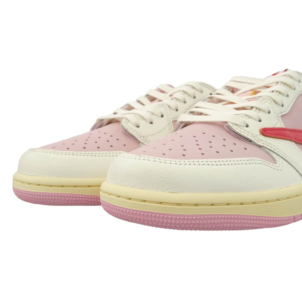 NIKE ナイキ IQ7604-101 × Travis Scott トラヴィススコット 【フェイクバスターズ鑑定済】Air Jordan 1 Retro Low OG Sail Tropical Pink AJ1 エアジョーダン ロー スニーカー ピンク系 ホワイト系 27.5cm【新古品】【未使用】【中古】