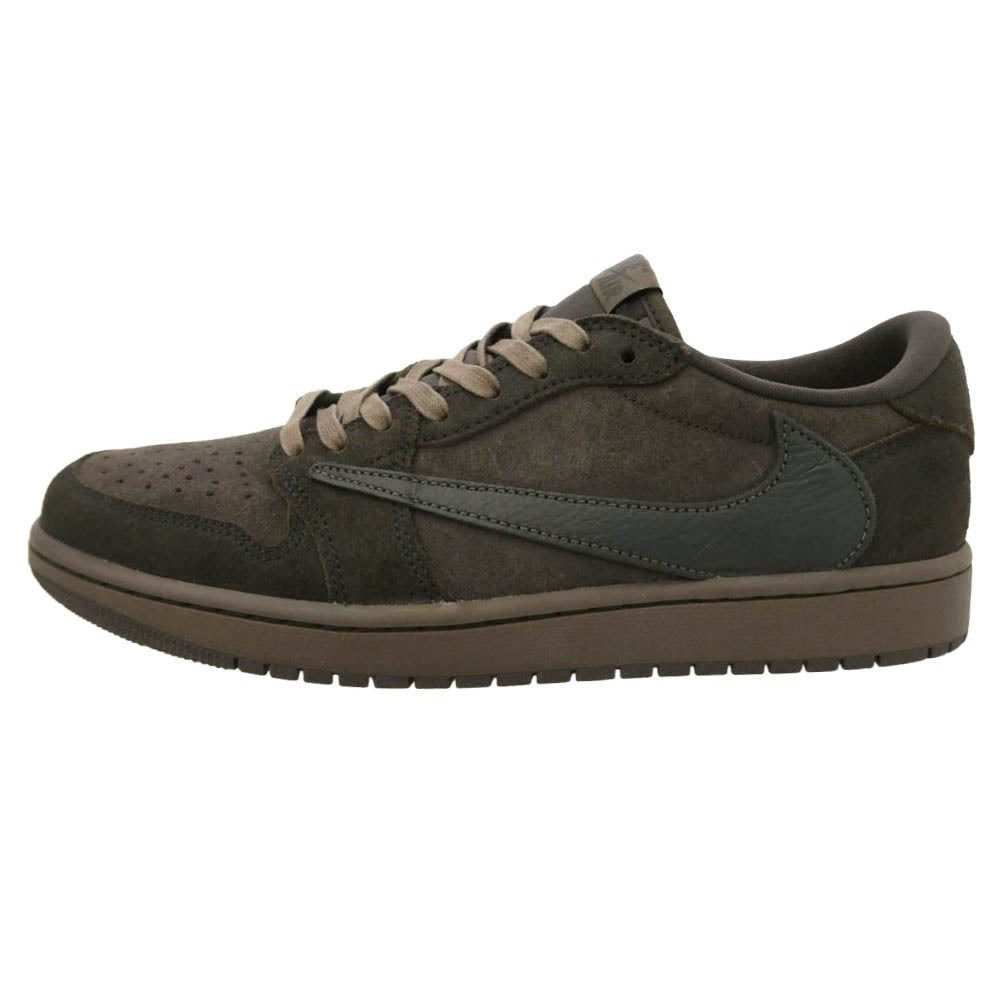 NIKE ナイキ DM7866-202 × Travis Scott トラヴィススコット【フェイクバスターズ鑑定済】Air Jordan 1 Low OG SP Velvet Brown and Dark Mocha AJ1 エアジョーダン ロー スニーカー ダークブラウン系 27.5cm【新古品】【未使用】【中古】
