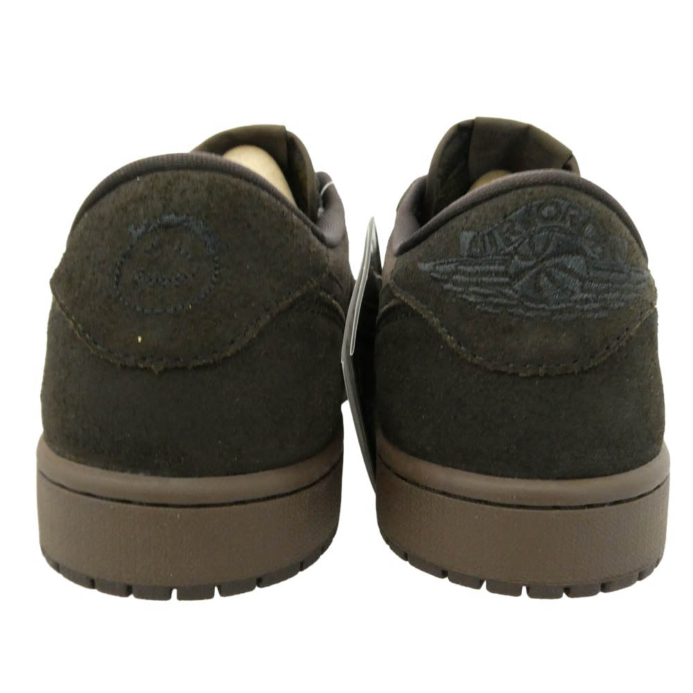 NIKE ナイキ DM7866-202 × Travis Scott トラヴィススコット【フェイクバスターズ鑑定済】Air Jordan 1 Low OG SP Velvet Brown and Dark Mocha AJ1 エアジョーダン ロー スニーカー ダークブラウン系 27.5cm【新古品】【未使用】【中古】