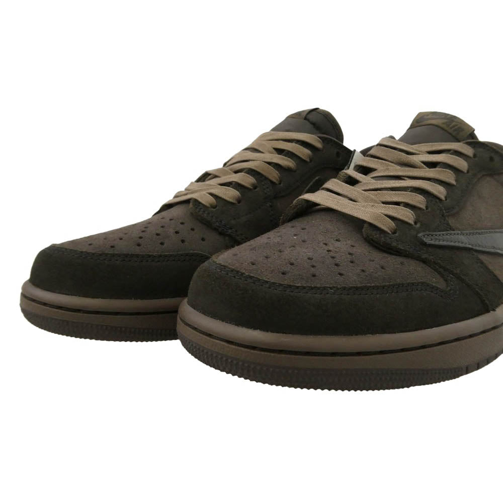 NIKE ナイキ DM7866-202 × Travis Scott トラヴィススコット【フェイクバスターズ鑑定済】Air Jordan 1 Low OG SP Velvet Brown and Dark Mocha AJ1 エアジョーダン ロー スニーカー ダークブラウン系 27.5cm【新古品】【未使用】【中古】