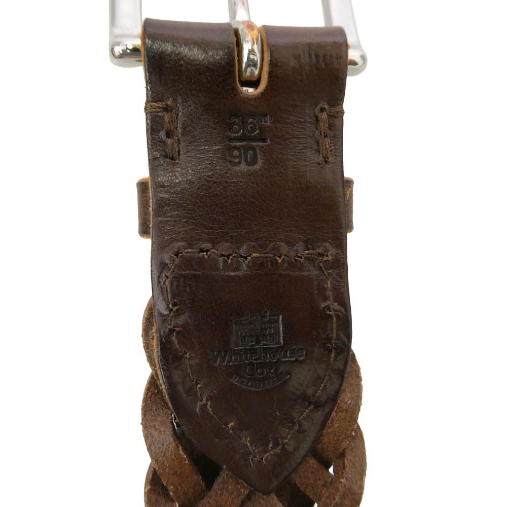WHITE HOUSE COX ホワイトハウスコックス ブラウン メッシュ レザー ベルト ブラウン系 36【中古】