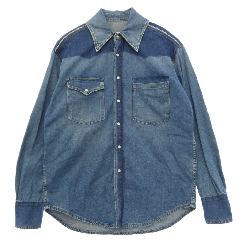 MAISON MARGIELA メゾンマルジェラ 22SS S50DL0504 S30815 Oversize Denim Shirt 四つタグ オーバーサイズ ウエスタンヨーク転写 長袖 デニムシャツ ブルー系 38【中古】