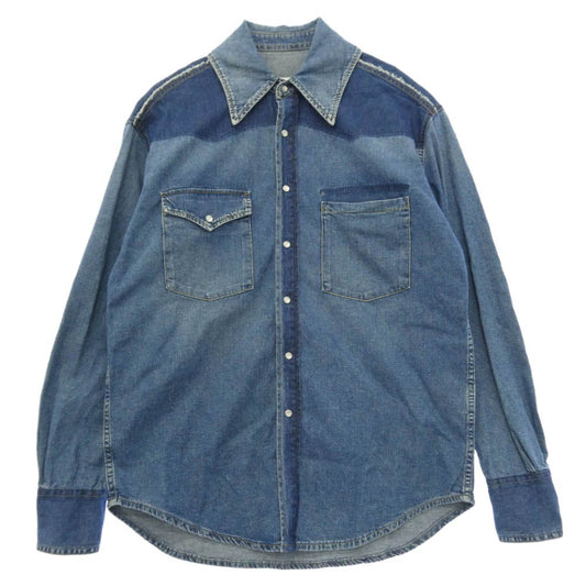 MAISON MARGIELA メゾンマルジェラ 22SS S50DL0504 S30815 Oversize Denim Shirt 四つタグ オーバーサイズ ウエスタンヨーク転写 長袖 デニムシャツ ブルー系 38【中古】