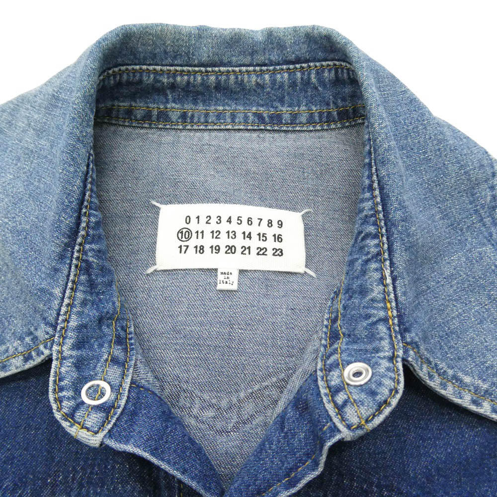 MAISON MARGIELA メゾンマルジェラ 22SS S50DL0504 S30815 Oversize Denim Shirt 四つタグ オーバーサイズ ウエスタンヨーク転写 長袖 デニムシャツ ブルー系 38【中古】