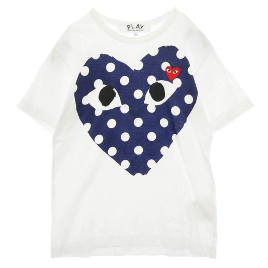 PLAY COMME des GARCONS プレイコムデギャルソン AX-T234T Polka Dot T-Shirt ポルカドット ハート プリント Tシャツ 半袖 ホワイト系 S【美品】【中古】