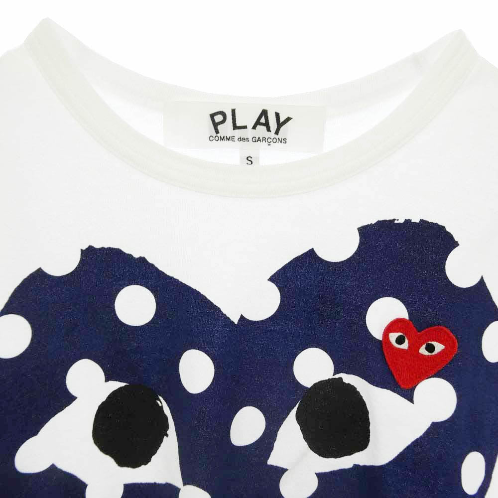 PLAY COMME des GARCONS プレイコムデギャルソン AX-T234T Polka Dot T-Shirt ポルカドット ハート プリント Tシャツ 半袖 ホワイト系 S【美品】【中古】
