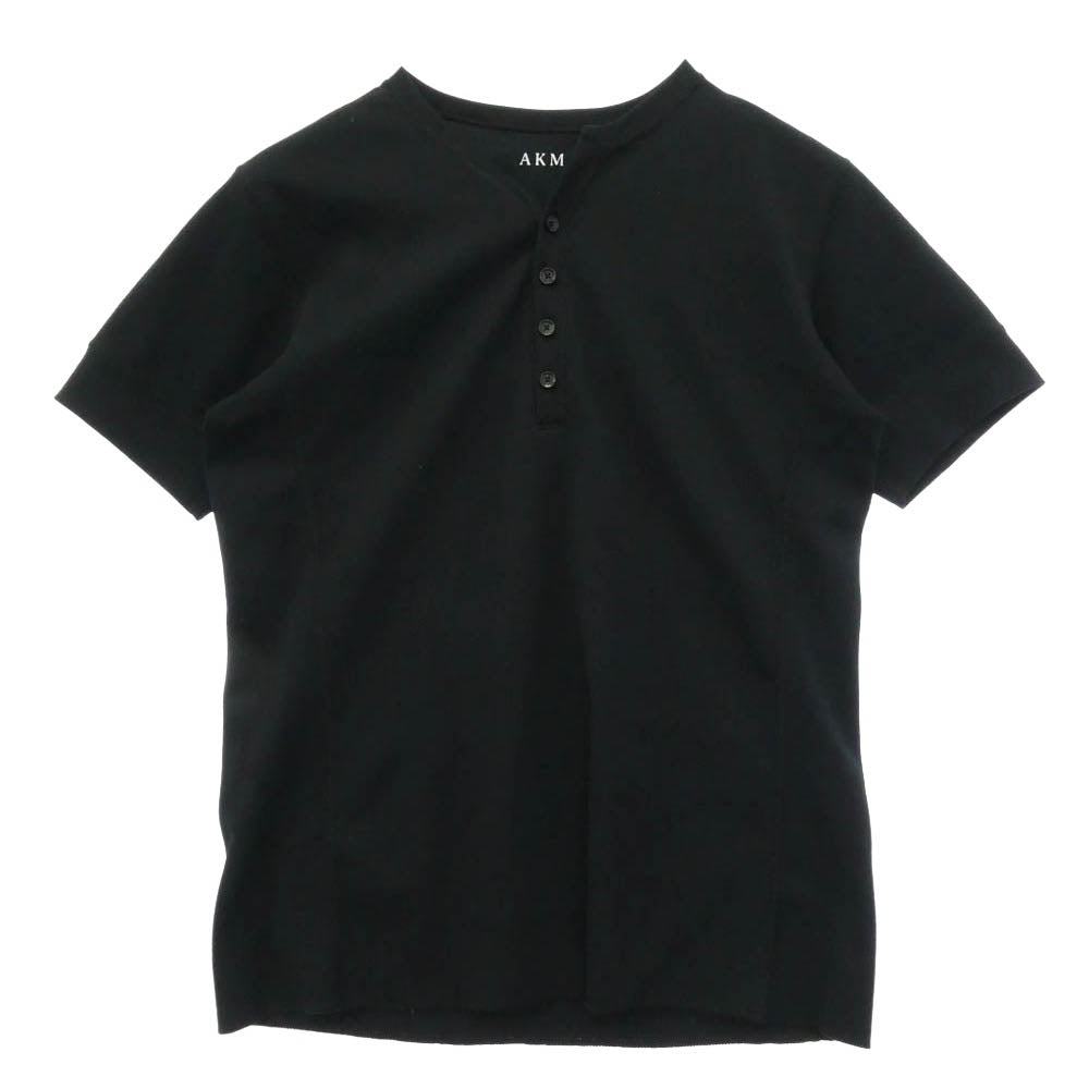 AKM エイケイエム ヘンリーネック 半袖 カットソー Tシャツ ブラック系 XL【中古】