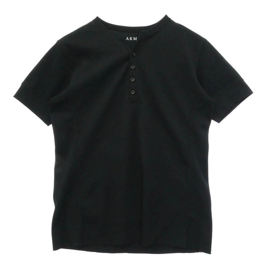 AKM エイケイエム ヘンリーネック 半袖 カットソー Tシャツ ブラック系 XL【中古】