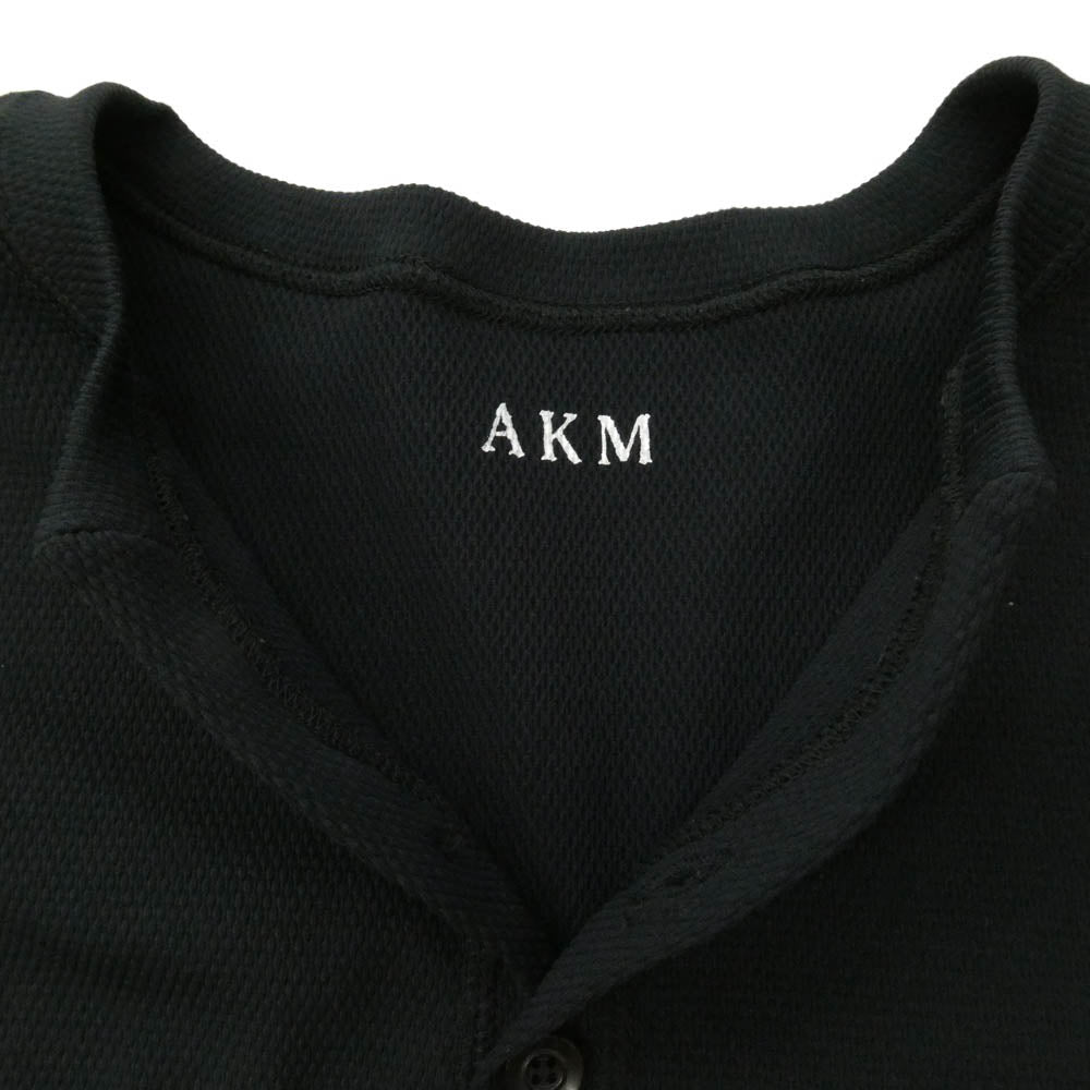 AKM エイケイエム ヘンリーネック 半袖 カットソー Tシャツ ブラック系 XL【中古】