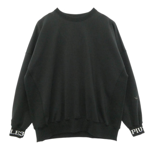 1piu1uguale3 ウノピュウノウグァーレトレ RONE169 CRAZY JERSEY BIG CREW クレイジージャージー バックロゴ ビッグ クルーネック スウェット ブラック系 Ⅲ【中古】
