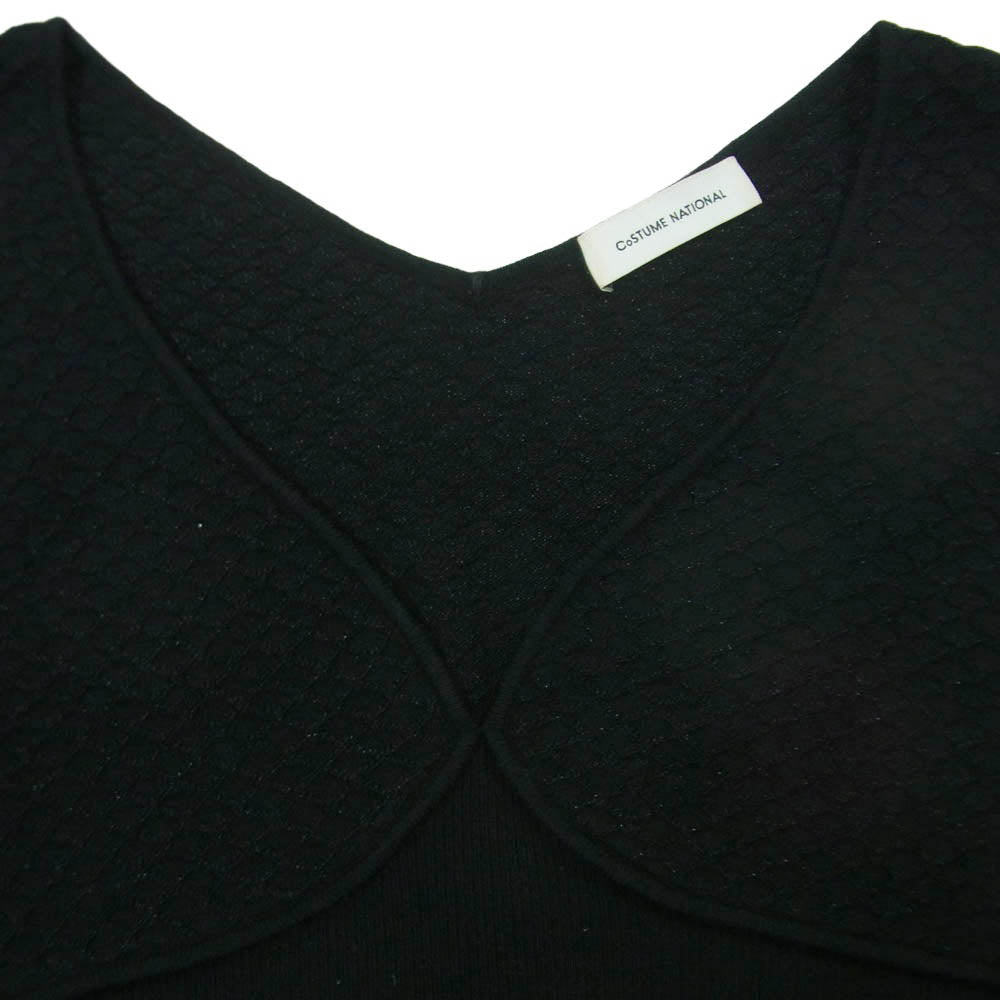 CoSTUME NATIONAL コスチュームナショナル デザインチューブ タンクトップ レーヨン イタリア製 ブラック系 S【中古】