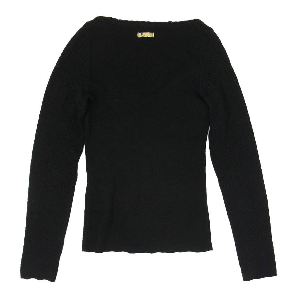 DOLCE&GABBANA ドルチェアンドガッバーナ イタリア製 フロントデザイン 長袖 ニット カットソー ブラック系 XS【中古】