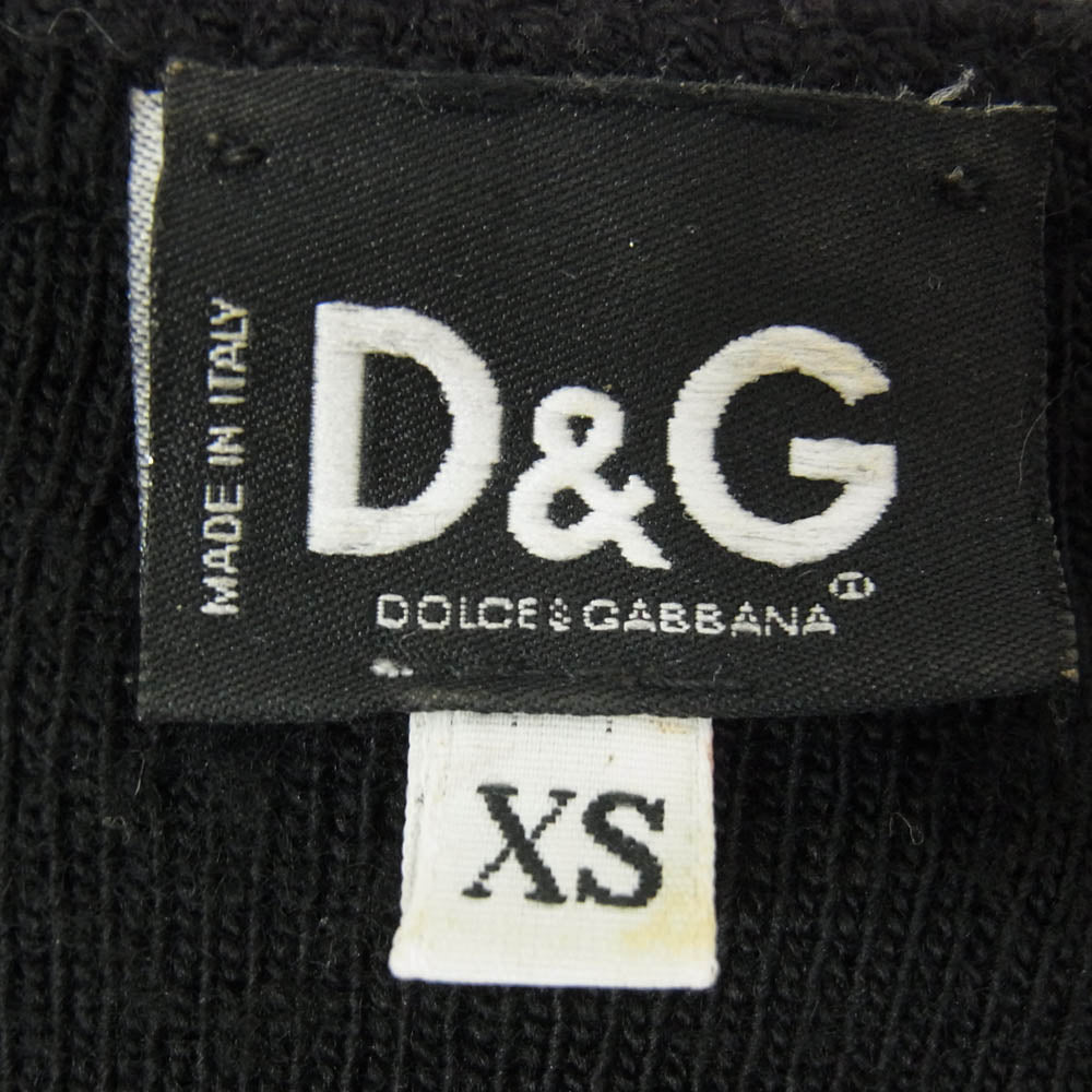 DOLCE&GABBANA ドルチェアンドガッバーナ イタリア製 フロントデザイン 長袖 ニット カットソー ブラック系 XS【中古】